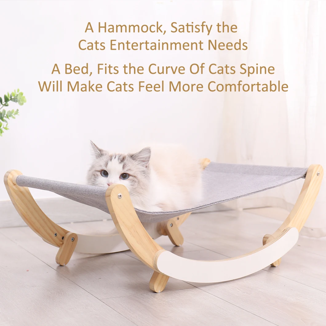 Custom Luxury Eco Wooden Small Pet Furniture Cat Swing Bed Dog Cat Hammock Bed with Removable Cover