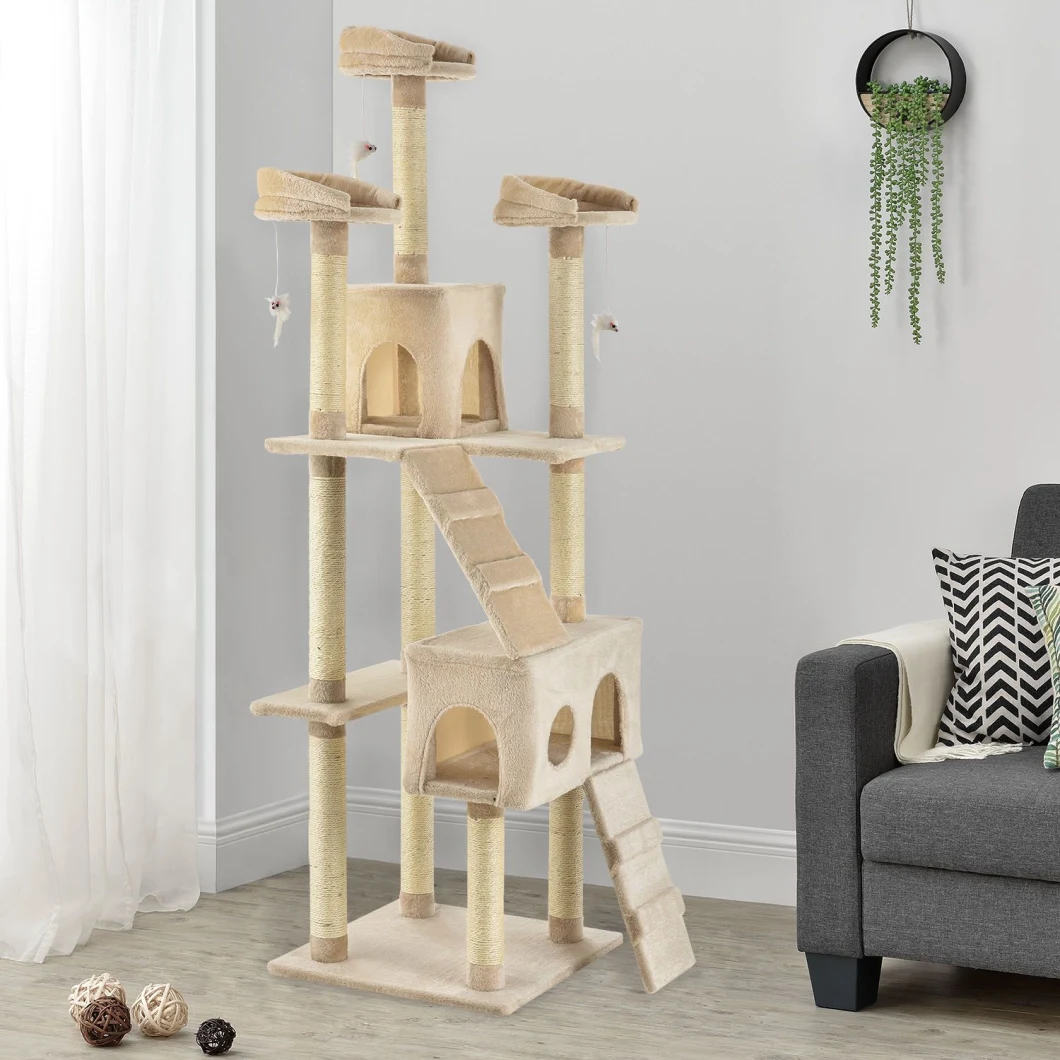 Multi-Level Cat Tree Tower for Indoor Cats with Scratching Post